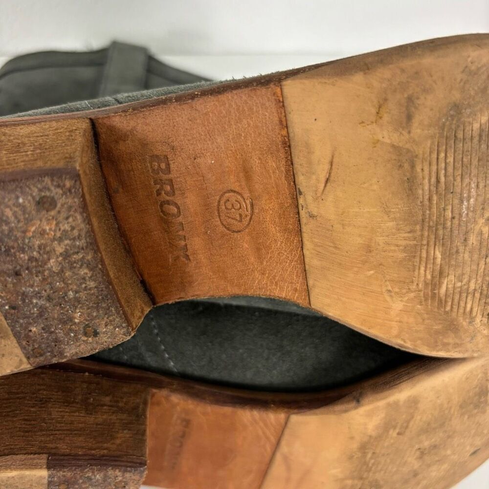 Bronx Grey Suede Tall Low Heel Western Pull On Boots - Picture 9 of 9